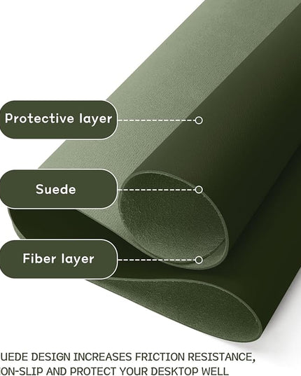 YSAGi Non-Slip Leather Desk Pad, Waterproof Laptop Computer Desk Keyboard Mat, Table Protector Blotter Mat, Large Mouse Pad for Office/Work/Home/Decor(Olive Green, 31.5" x 15.7")