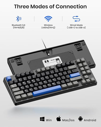 Wireless Mechanical Keyboard,Gasket Mounted with Creamy Sound,Bluetooth/2.4GHz/USB-C,Custom Hot Swappable,RGB Backlit,75% Compact Layout for Gaming/Typing/Win/Mac/PC(Textured Black,Linear Switch)