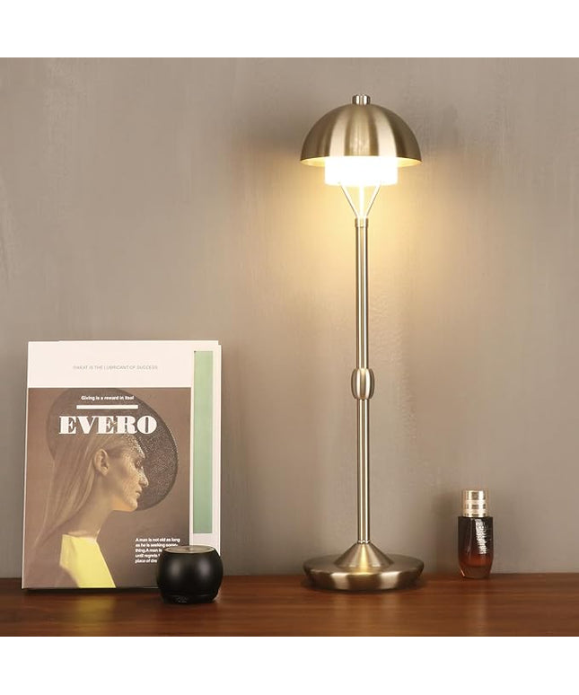 Modern Table Lamp Cordless Portable Desk Lamp, 2700K Stepless Dimming Rechargeable Battery Operated LED Lights for Bedroom, USB-C Charging, Restaurant/Bar/Night Light/Gifts (Brushed Nickel)