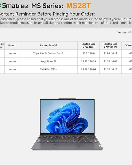 Smatree MS28T Hard EVA Protective Sleeve with Stand Compatible for 13 inch Lenovo ThinkPad X13s, Yoga Book 9i, Yoga Slim 7i Carbon Gen 8 Laptop