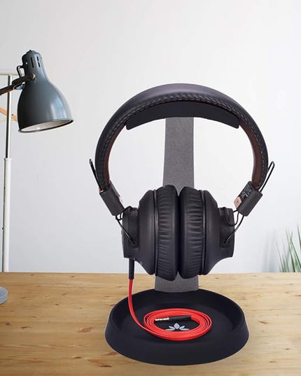Avantree HS102 - Metal & Silicone Headphone Stand Hanger with Cable Holder, Black Desk Earphone Mount Rack, Fancy Music Studio Accessories