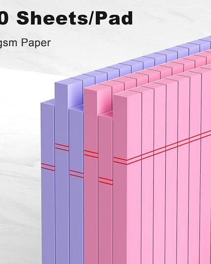 AILZFEI Pink Purple Small Legal Pad 5 x 8 College Ruled Color Legal Pads Paper Notepads 6 Pack Sturdy Back Writing Pads 5 x 8 Note Pads Perforated Narrow Ruled Pads of Paper
