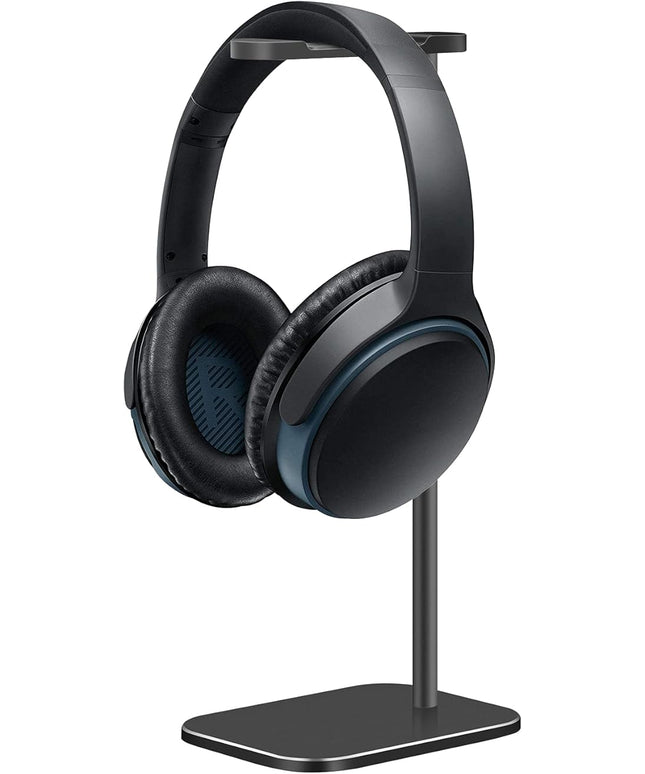 Headphone Stand Aluminum, Headset Holder with Solid Metal Base for Desk, Compatible with Most Headphones (Black)