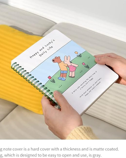 Monolike Happy and Lucky A5 Grid Spiral Notebook, Study time - Hardcover 5.83 x 8.27inch 128 Page,120GSM Thick paper