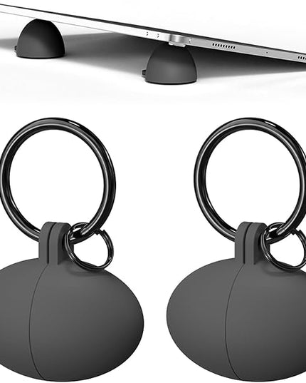 Portable Egg Keyring Style Anti-Slip Silicone Laptop & Pad Stand 2set(4pcs) - Ergonomic Viewing, Typing, Drawing, Cooling Foot/White Yellow (gray+gray)