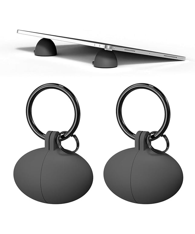 Portable Egg Keyring Style Anti-Slip Silicone Laptop & Pad Stand 2set(4pcs) - Ergonomic Viewing, Typing, Drawing, Cooling Foot/White Yellow (gray+gray)
