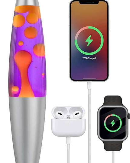 JAMBO Upgraded Motion Lamp – 16" Purple Liquid, Yellow Wax – USB Ports, Timer – Night Light for Adults, Teens, Kids – Bedroom, Living Room, Office Décor Lamp
