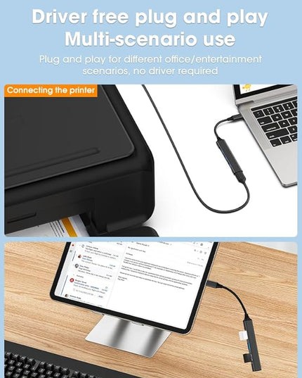 Mac USB C Adapter - Type C USB Adapter Hub with 4 Ports: 1 USB 3.0 + 3 USB 2.0, Ultra-Slim Aluminum Design, 5Gbps Transfer, Adapter for Mac USB C, Type C USB Hub (Black)