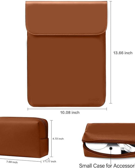 MOSISO Laptop Case 13 inch, 13 inch Laptop Sleeve Compatible with MacBook Air M4 M3 M2 M1 2025-2018 / Pro M2 M1 2025-2016, Faux Suede Leather Case with Small Bag, Brown