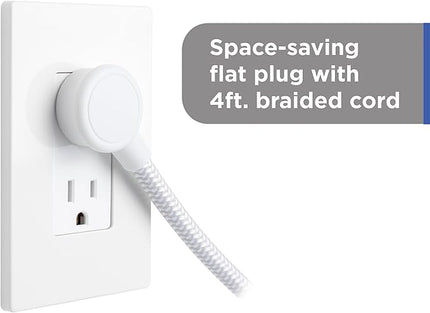 GE UltraPro 10-Outlet Surge Protector, 2100 Joules, 4ft Braided Extension Cord, Flat Plug, Power Strip with Wide-Spaced Outlets, Gray/White, 84860