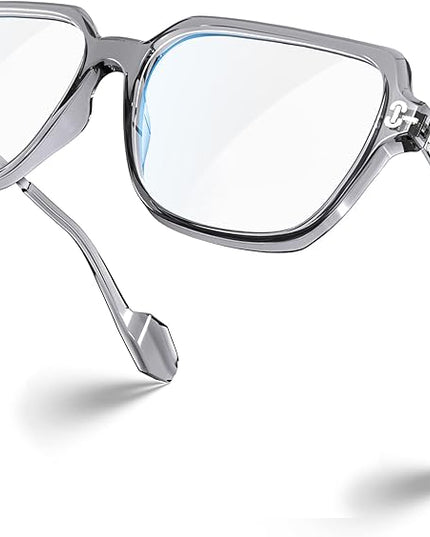 VISOONE Oversized Blue Light Blocking Glasses with Chic Square TR90 Frame and Metal Temple for Women Men REMY