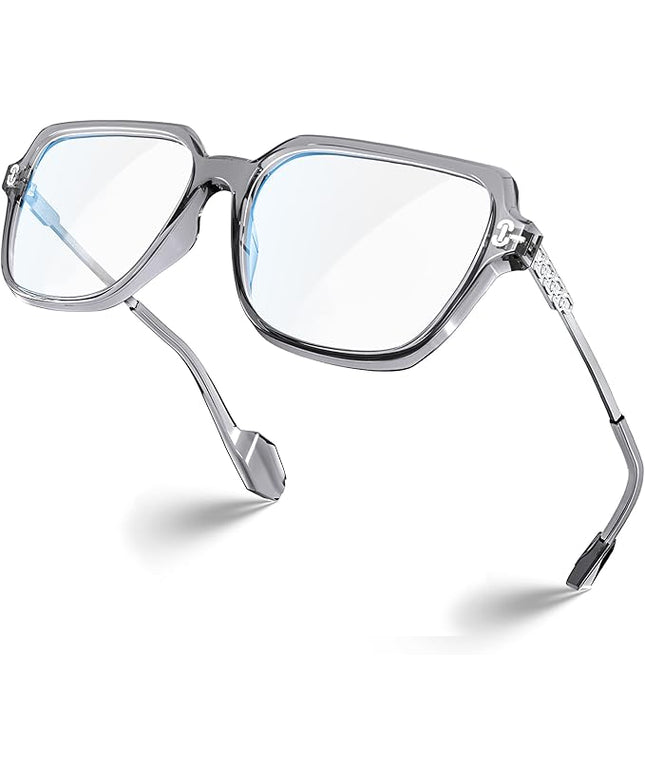 VISOONE Oversized Blue Light Blocking Glasses with Chic Square TR90 Frame and Metal Temple for Women Men REMY