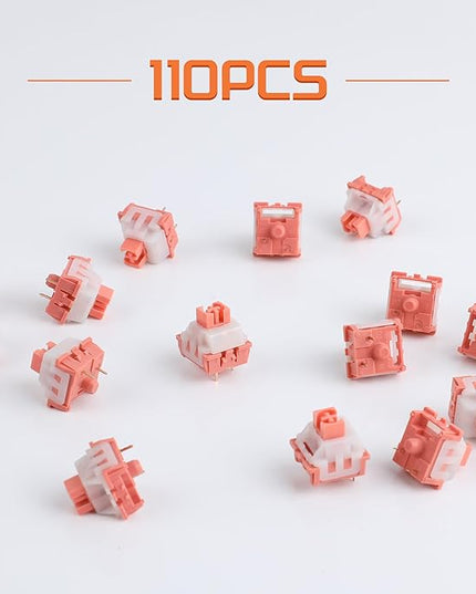 MageGee Gaming Orange Cat Customized Linear Keyboard Switches - 110pcs, Pre-Lubed, 3-Pin, 50gf Key Switches for Mechanical Gaming Keyboard