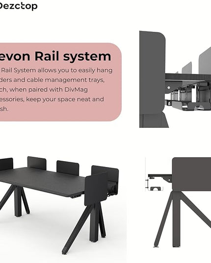 DEZCTOP Revon Elite Electric Standing Desk, 59" x 31.5" Large Work Surface, Height Adjustable (25.6"-51.2"), Sturdy Keel Frame, with Magnetic Modular System, Anti-Collision, Ash Black for Home Office