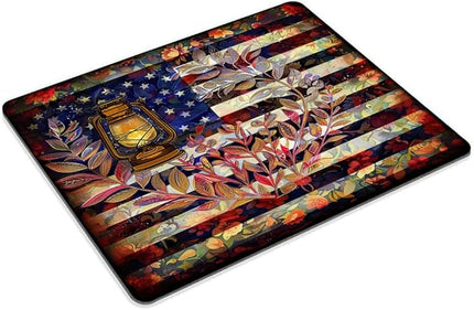 Square Mouse Pad Colorful Diya Lamp and National Flag-1,Gaming Mouse Pads for Desk,Soft Computer Waterproof Non-Slip Mouse Mat
