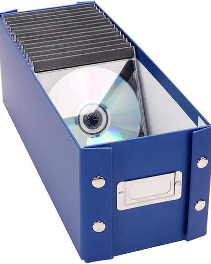 Snap-N-Store CD Storage Box - Pack of 1/2 - Durable Disc Holder with Lid to Store for Discs (2 Pack - Classic, Classic Blue)