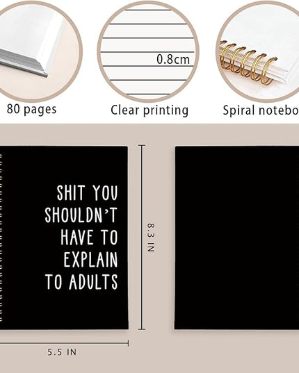LIANGW Sarcastic Notebooks for Work, Funny Notebooks Journal, Funny Office Gifts for Coworkers, Funny Notebooks for Work, Office Humor Gifts, Black Hardcover Spiral Notebook 5.5x8.3 Inch