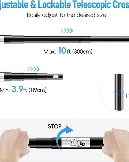 EMART Back Drop Adjustable Stand,10X10X10ft Square Backdrop Stand Heavy Duty Photography Background Support System Kit with 300° Rotatable Connector and 12 Spring Clamp for Party,Wedding,Photo Studio