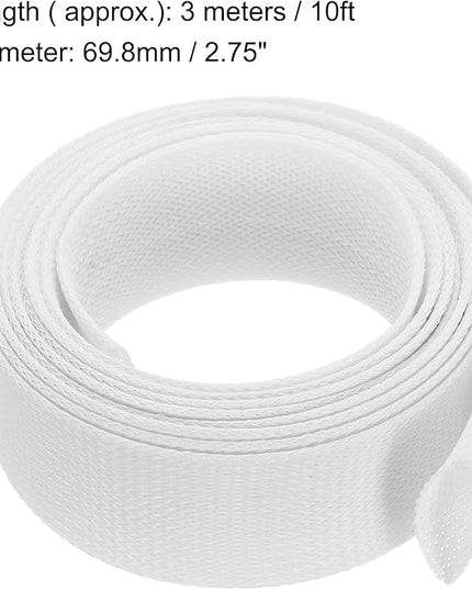 uxcell Expandable Sleeving,2 3/4-inch 10ft Cable Sleeve, White