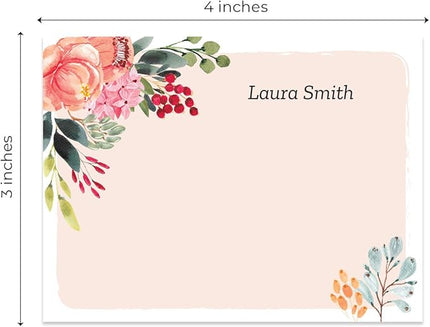 Personalized Pink Floral Sticky Notepads/Modern 3" x 4" Custom Writing Pads / 6 Customized Sticky Notes Pads / 50 Sheets Per Pad/Made in The USA