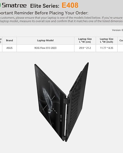 Smatree Laptop Sleeve for 13.4 inch ASUS ROG Flow X13(2023),Case with Pocket,YKK Zipper,Patented Shockproof Design(E408)