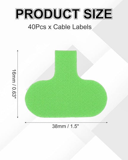 uxcell Cable Labels, 40Pcs Waterproof Cable Tag Writable Wire Labels Self-Adhesive Wire Tags Reusable Hook & Loop for Electronics Computer Cord Management Identification, Green