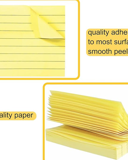 48 Pack 3840 Sheets Lined Sticky Notes 3X3 in Ruled Self Sticky Note Pads 80 Sheets/pad Colorful Sticky Notes with Lines Post Notes for Office, Home, School, Meeting
