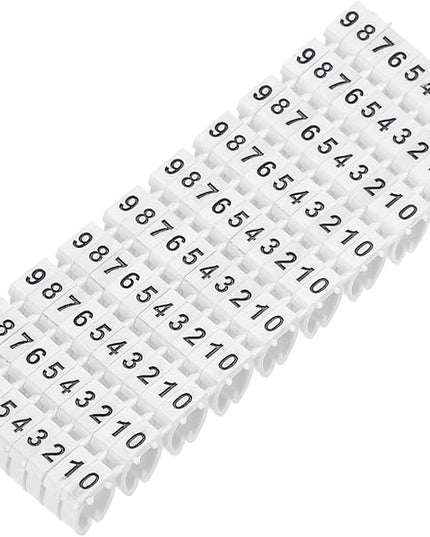 MECCANIXITY 100Pcs Wire Label, 0-9 Digital Cable Labels Tags M-3 Type Cable Numbers Markers for Identification Troubleshooting Maintenance of Wires, White
