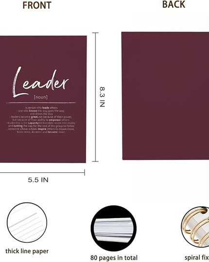 OXW Burgundy Notebooks for Work, Leadership Gifts Notebook Journal for Writing Meeting Office Note Taking, Thank You Appreciation Gifts for Women Men Leader Mentor Boss Manager, 5.5"x8.3"