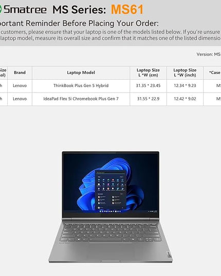 Smatree MS61 Hard EVA Protective Sleeve with Stand Compatible for 14 inch Lenovo ThinkBook Plus Gen 5 Hybrid, for IdeaPad Flex 5i Chromebook Plus Gen 7 Laptop, Slim and Anti-Shock Notebook Bag,White