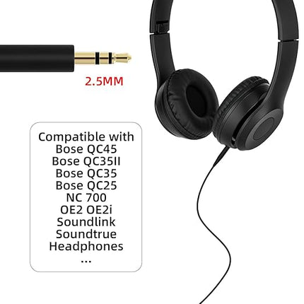 SolidSS 1 Pcs Replacement Gilding Audio Cable Aux Wire 3.5mm to 2.5mm,Headphones Replacement Audio Cable Wire Compatible with Bose QuietComfort QC35 QC25 QC45 QC35II Headphones (No mic)