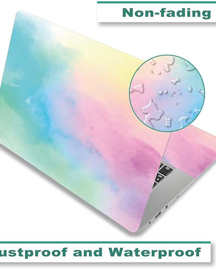 Laptop Skin Sticker Decal, 12" 13" 13.3" 14" 15" 15.4" 15.6" Laptop Vinyl Skin Cover Art Protector Notebook PC (2 Wrist Pad Skins Included), Decorative Waterproof Removable, Watercolor Colorful