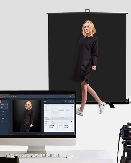 KHOMO Gear 62-Inch Black Backdrop – Collapsible, Portable Photography & Video Background for Studio, Streaming, Zoom & Content Creation – Wrinkle-Resistant, High-Density Fabric, Easy Setup