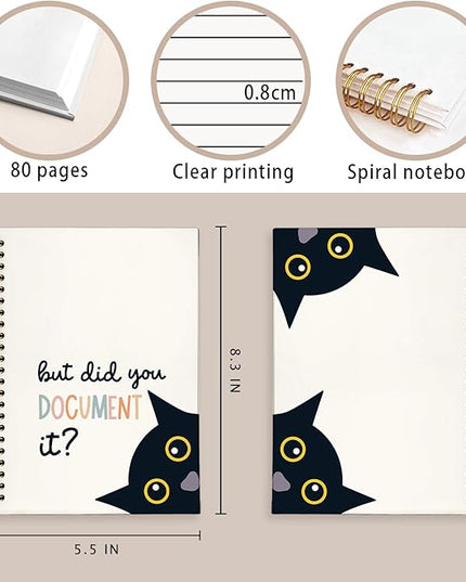 Funny Black Cat Notebook, Office Notebooks for Note Taking, Work Journal for Women Men, But Did You Document It Kitten Journals for Writing, Funny Cat Office Supplies, 5.5x8.3 Inch