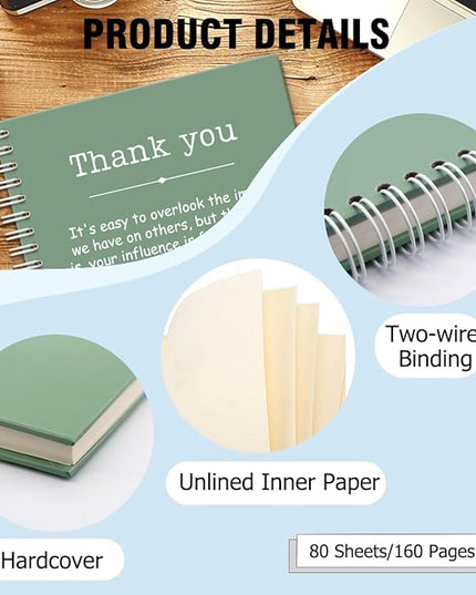Thank You Green Hardcover 160 Pages Spiral Notebooks, Funny Thank You Gifts for Women Men Coworkers Leader Mentor, Appreciation Gifts for Employees, Thanksgiving Gifts for Colleagues Leaders