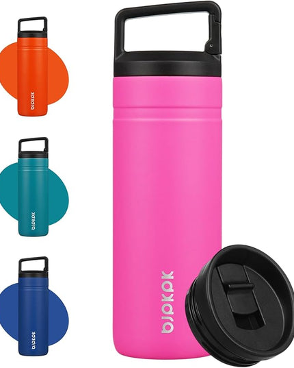 BJPKPK Insulated Water Bottle with 2 Lids,20 oz Double Wall Stainless Steel Vacuum Tumbler Travel Coffee Mug,Wide Mouth Thermal Cup,Barbie Pink