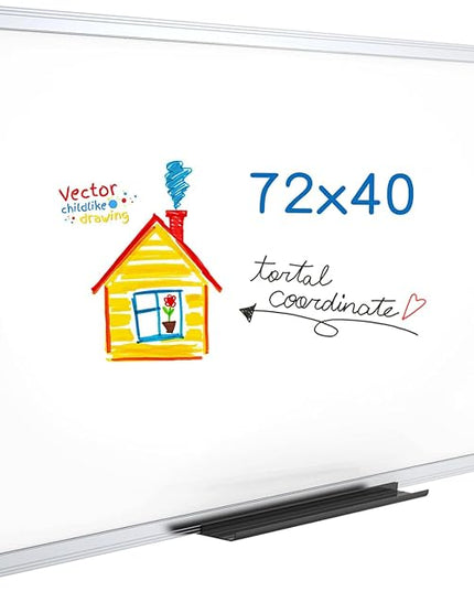 VIZ-PRO Dry Erase Board/Magnetic Whiteboard, 72 x 40 Inches, Large Wall Mounted Board for School Office and Home