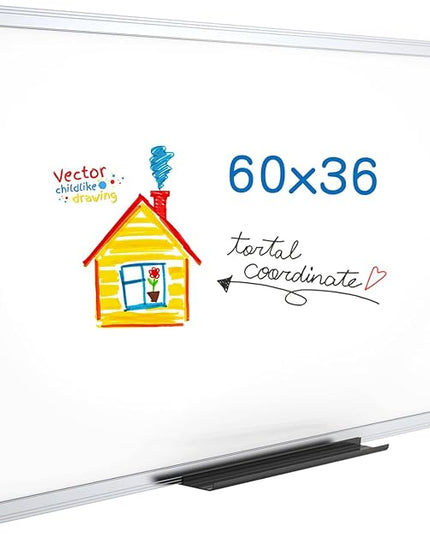 VIZ-PRO Dry Erase Board/Magnetic Whiteboard, 60 x 36 Inches, Large Wall Mounted Board for School Office and Home 5' x 3'