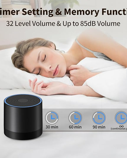 Portable Mini White Noise Machine Sound Machine with 30 Soothing Sounds for Newborn Kids Adults Rechargeable Sleep Brown Noise Machine with 4 Timers Memory Function for Travel Camping Home and Office