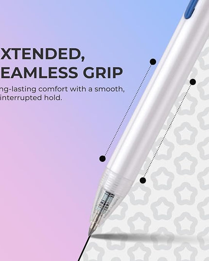 Thien Long Hoshi 6 PCs Premium Retractable Gel Pens Black Ink, 0.5mm Fine Point, Auto-Lock Pocket Clip, Quick-Dry Japanese Ink - Perfect for Teacher, College, School & Office Supplies