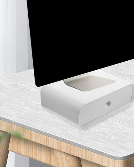Acrylic Monitor Stand Riser with Drawer Desktop Storage Rack Computer Height Organizer for Office Desk Laptop Raise Rack White Sealed Design