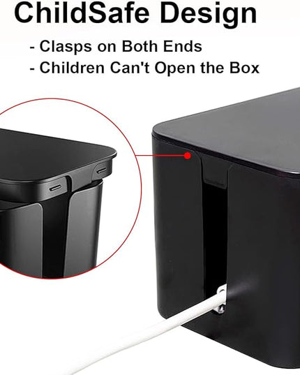 DUNCHATY 3 Pack Cable Organizer Box with Large, Medium, Small Cord Hider Box Safe ABS Material for Cover and Hide TV Wires, Computer, Router, USB Hub and Under Desk Power Strip&Cords