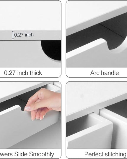 Charmewooden Desk Organizer with Drawers Countertop Drawer Organizer Drawers for Desk Top Home Office Workspace Bathroom Toiletries Supplies (White with shelf)