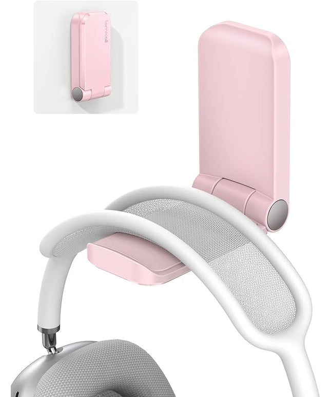 Lamicall Headphone Stand, Sticky Headset Hanger - Adhesive Headphone Holder Hook Mount, Headset Stand Holder Clip Under Desk, Earphone Clamp for Airpods Max, HyperX, Sennheiser, Pink