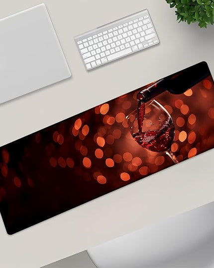 Red Wine Extra Large Gaming Mouse Pad, Desk Mat, Non-Slip Rubber Base, MousePads for School, Work, Home Accessories Decor Gifts 31.5" x 11.8"