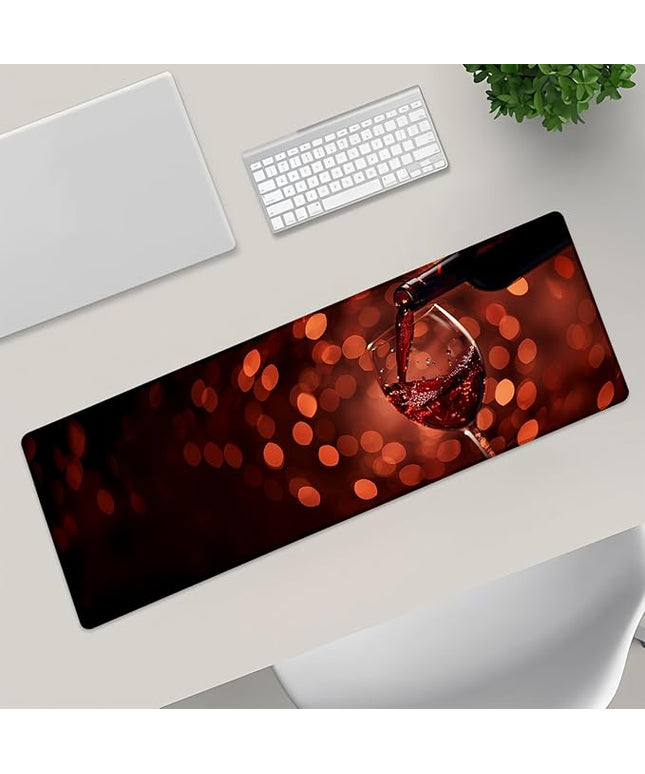 Red Wine Extra Large Gaming Mouse Pad, Desk Mat, Non-Slip Rubber Base, MousePads for School, Work, Home Accessories Decor Gifts 31.5" x 11.8"