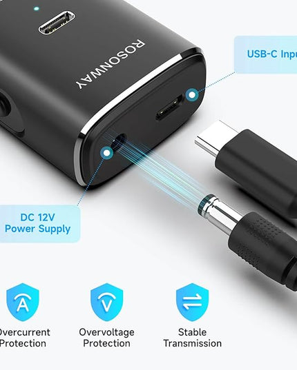 Rosonway 7 Ports Powered USB 3.2/USB C Hub 10Gbps with 4 USB-C 3.2, 3 USB-A 3.2 Ports, 3.3ft Cable and 36W(12V/3A) Power Adapter, Aluminum USB Splitter for Laptop, RSH-H7C4