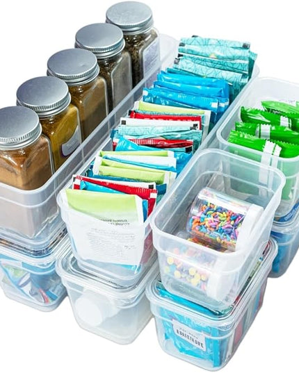 AB Designs Best Kept Plastic Storage Bins with Lids - Mixed Pack, 4 Long & 4 Small Home Organizer Storage Boxes with Lids, Clear