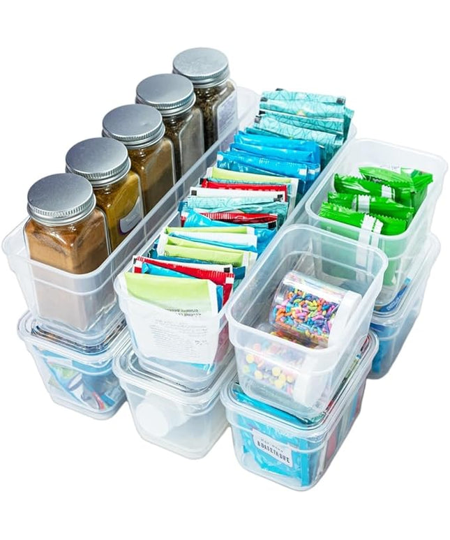 AB Designs Best Kept Plastic Storage Bins with Lids - Mixed Pack, 4 Long & 4 Small Home Organizer Storage Boxes with Lids, Clear