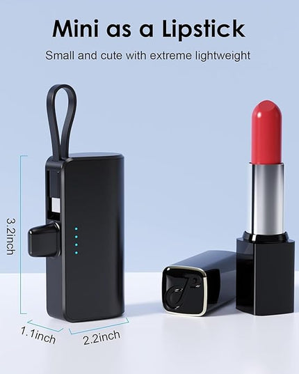 Feob [2 Pack] Mini Portable Charger 5200mAh,Ultra-Compact PD Fast Charging Power Bank,LCD Display Cute Battery Pack Backup Charger Compatible with with iPhone 14/14 Pro Max/13/13 Pro/12/XR/8/7/6